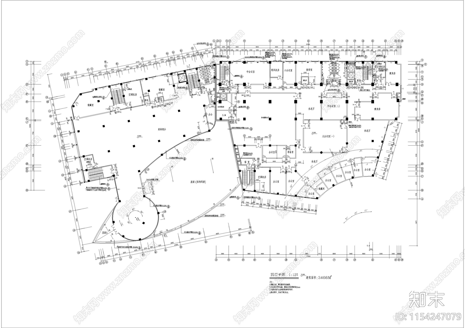开原酒店建筑cad施工图下载【ID:1154247079】