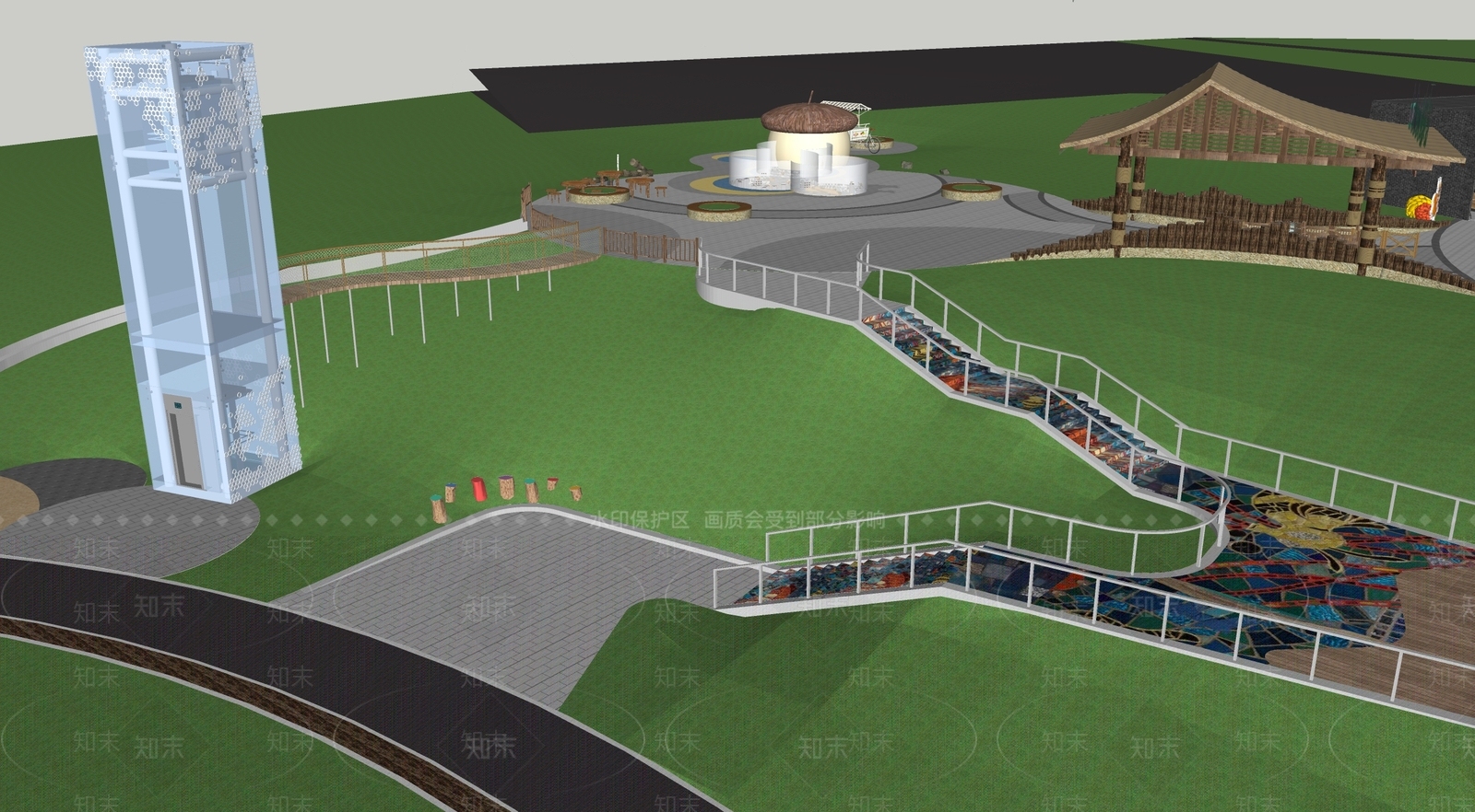新中式乡村公园SU模型下载【ID:1154247396】