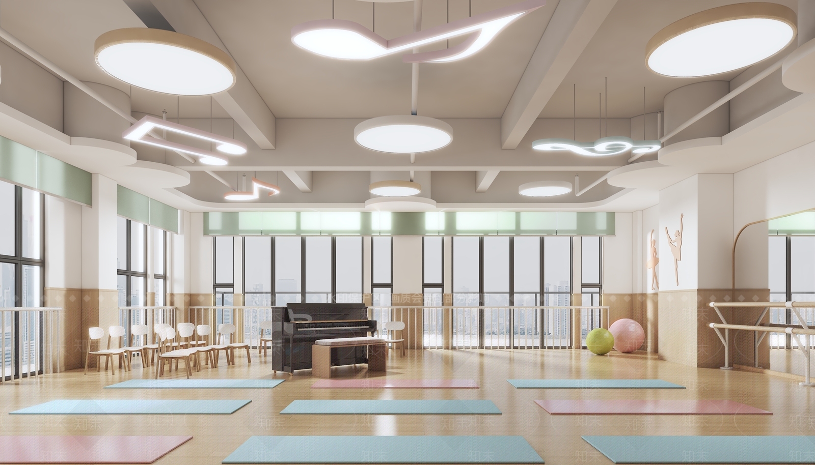 现代幼儿园舞蹈教室3D模型下载【ID:1154247805】