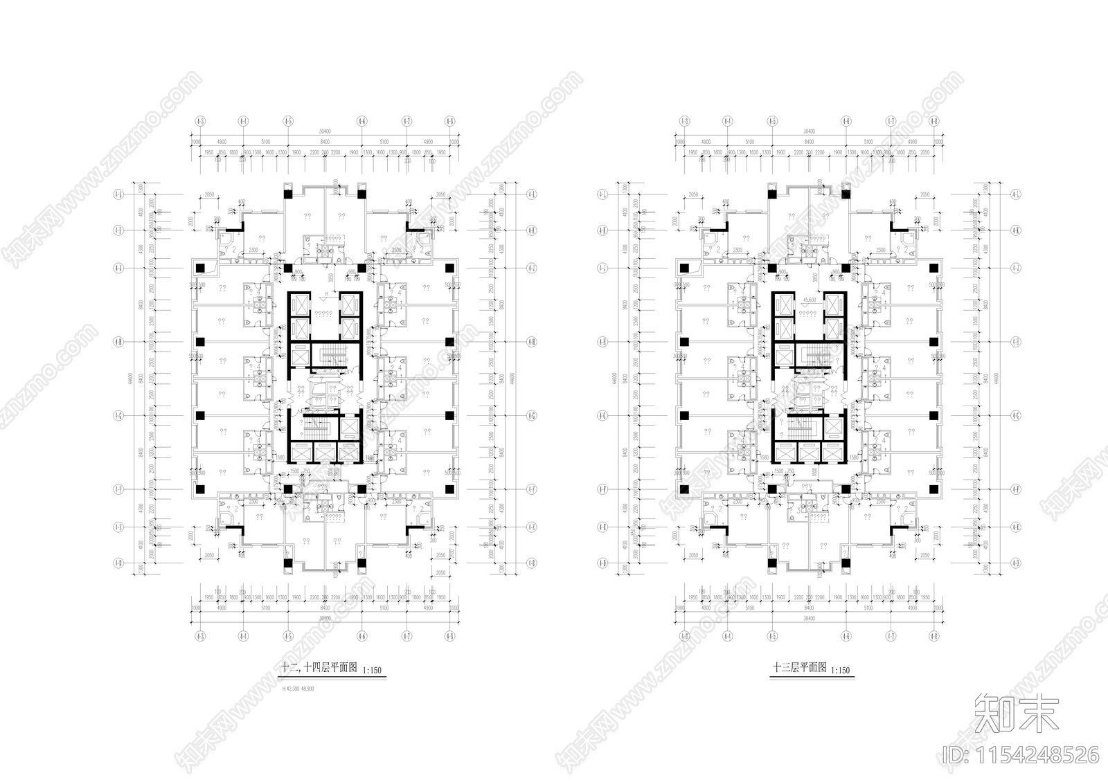 某酒店建筑cad施工图下载【ID:1154248526】