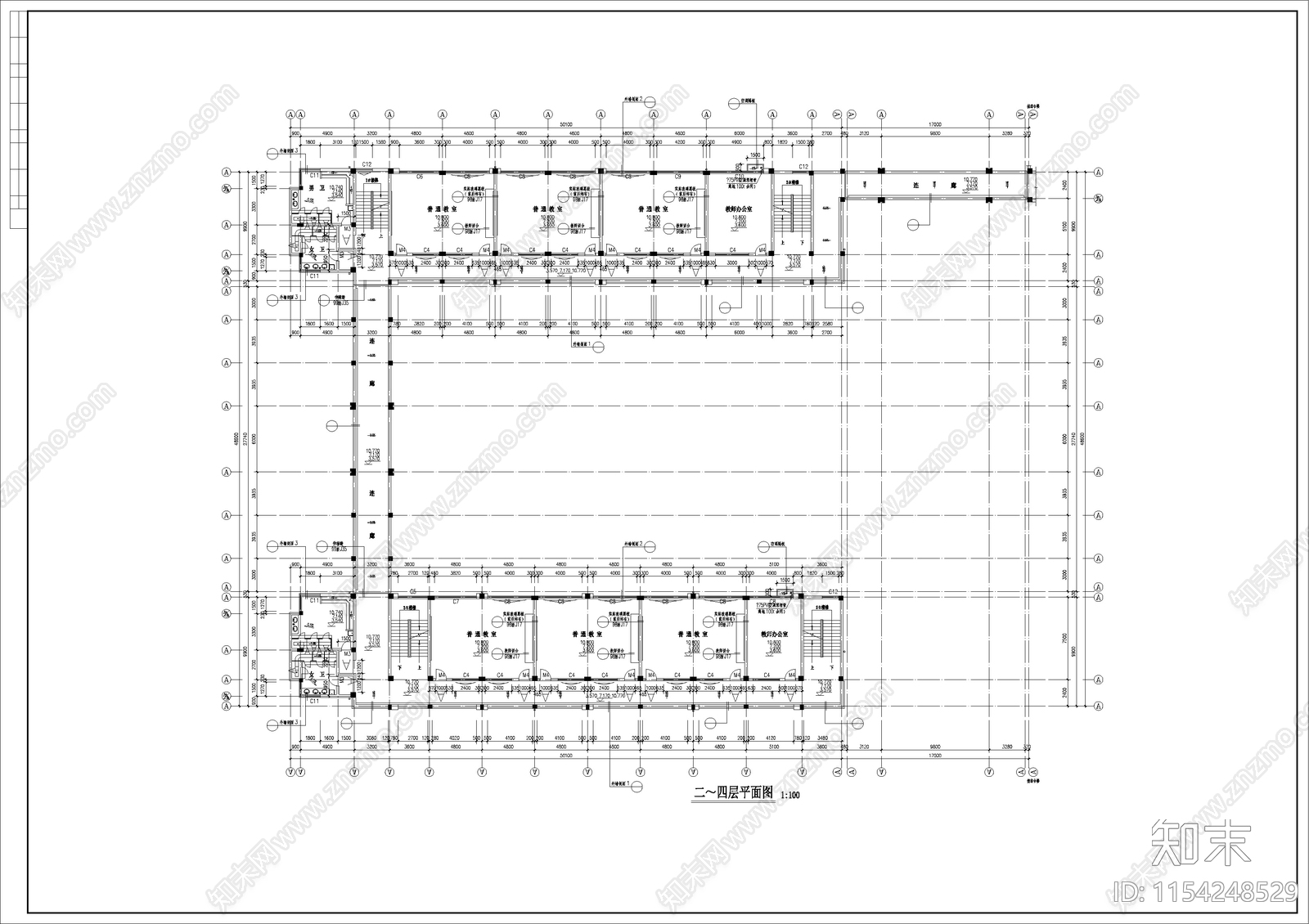 某中学建筑cad施工图下载【ID:1154248529】