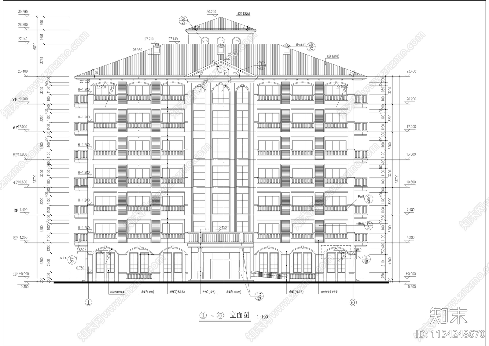 某法式酒店建筑cad施工图下载【ID:1154248670】