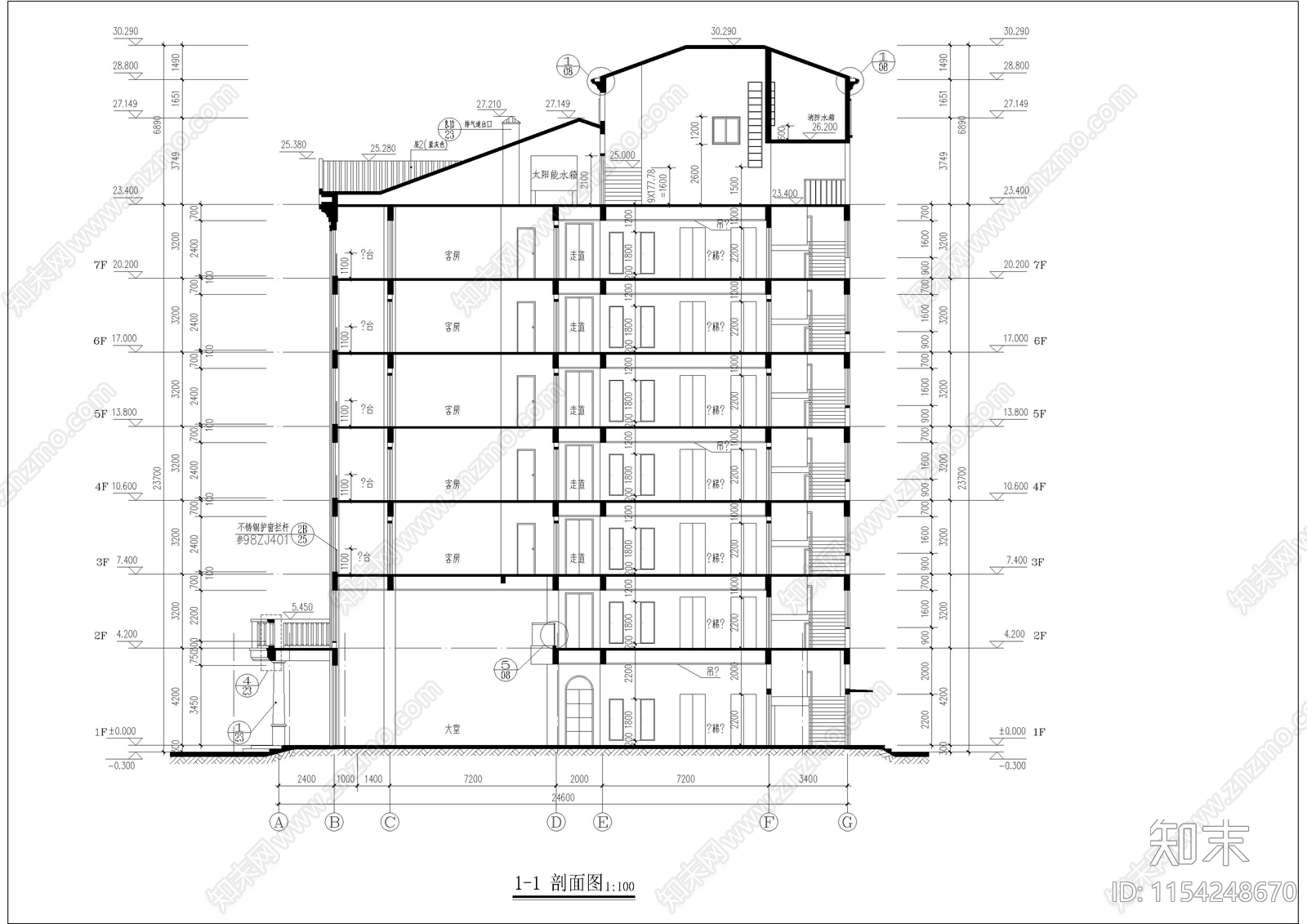 某法式酒店建筑cad施工图下载【ID:1154248670】