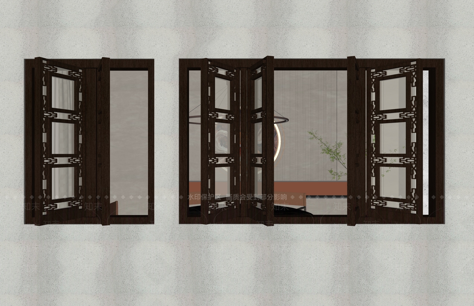 新中式窗户SU模型下载【ID:1154249219】