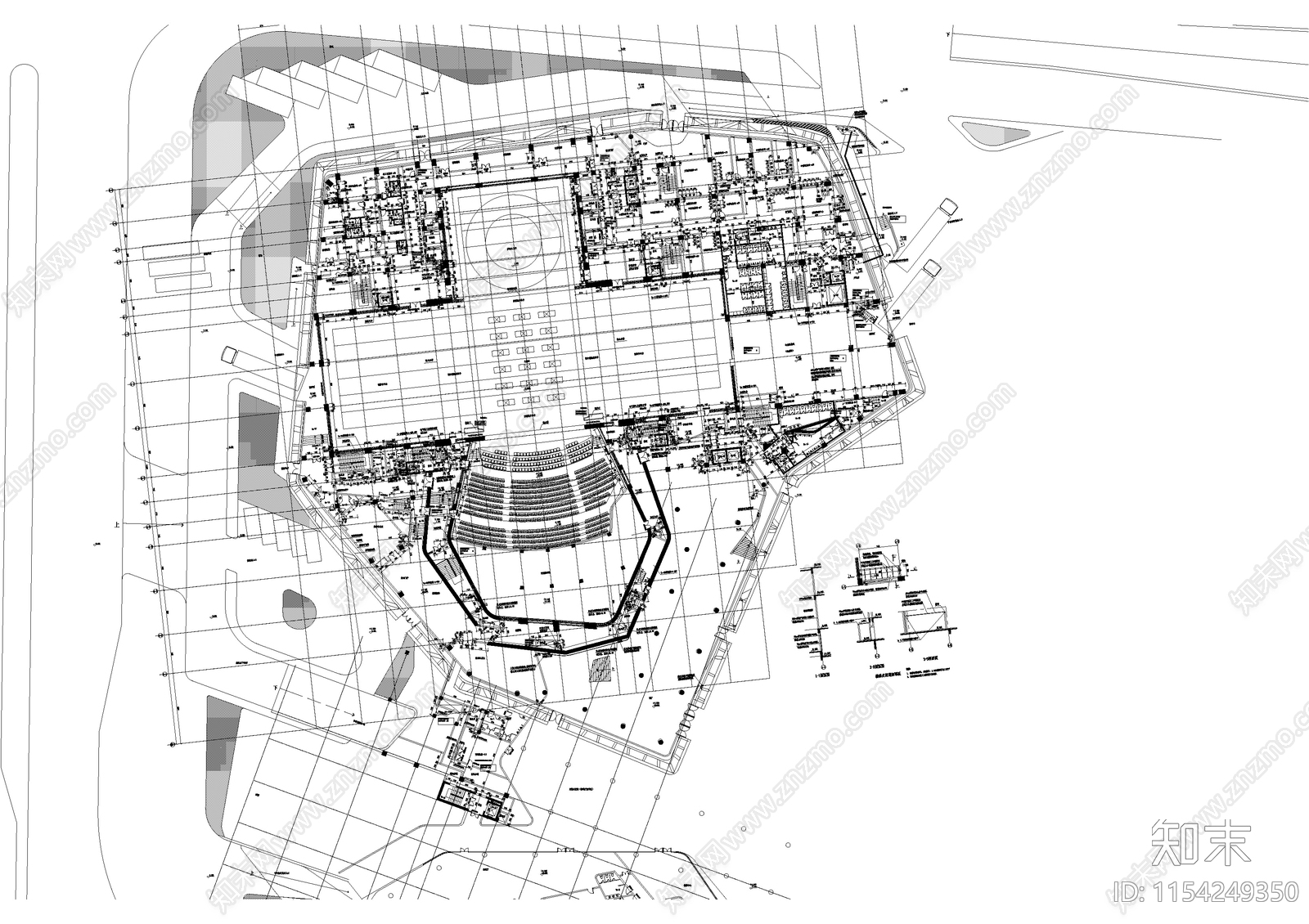 广州歌剧院建筑cad施工图下载【ID:1154249350】