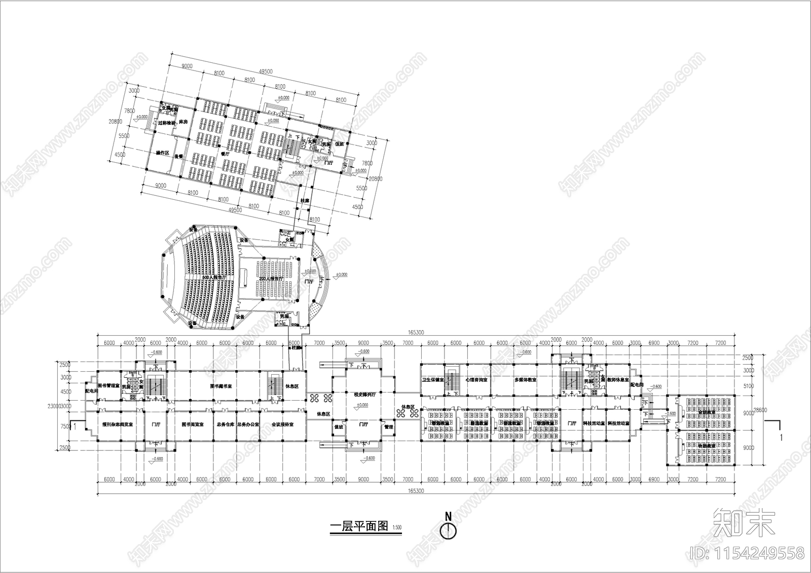 欧式教师发展中心建筑cad施工图下载【ID:1154249558】