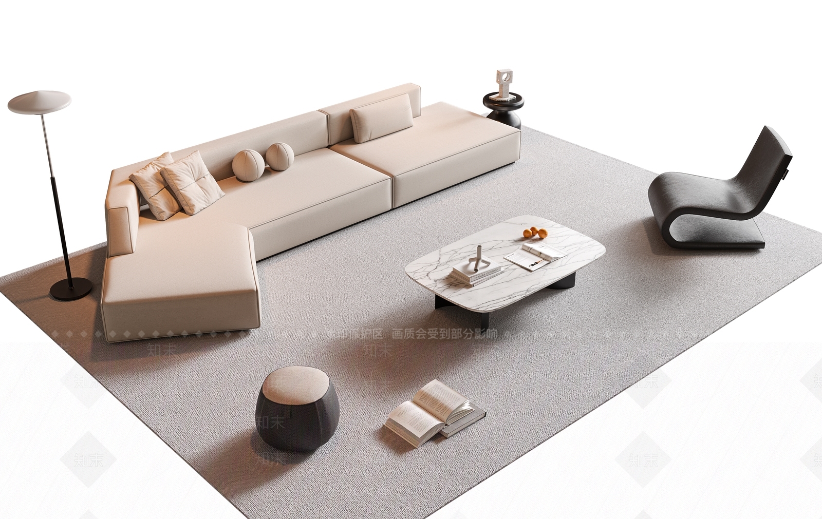 现代组合沙发3D模型下载【ID:1154250501】