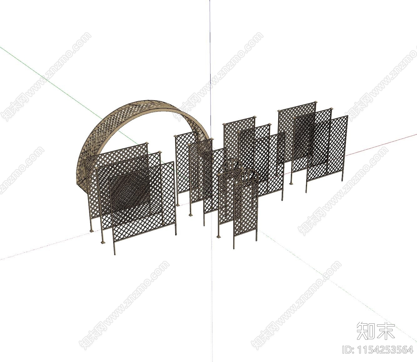 现代花园花架SU模型下载【ID:1154253564】