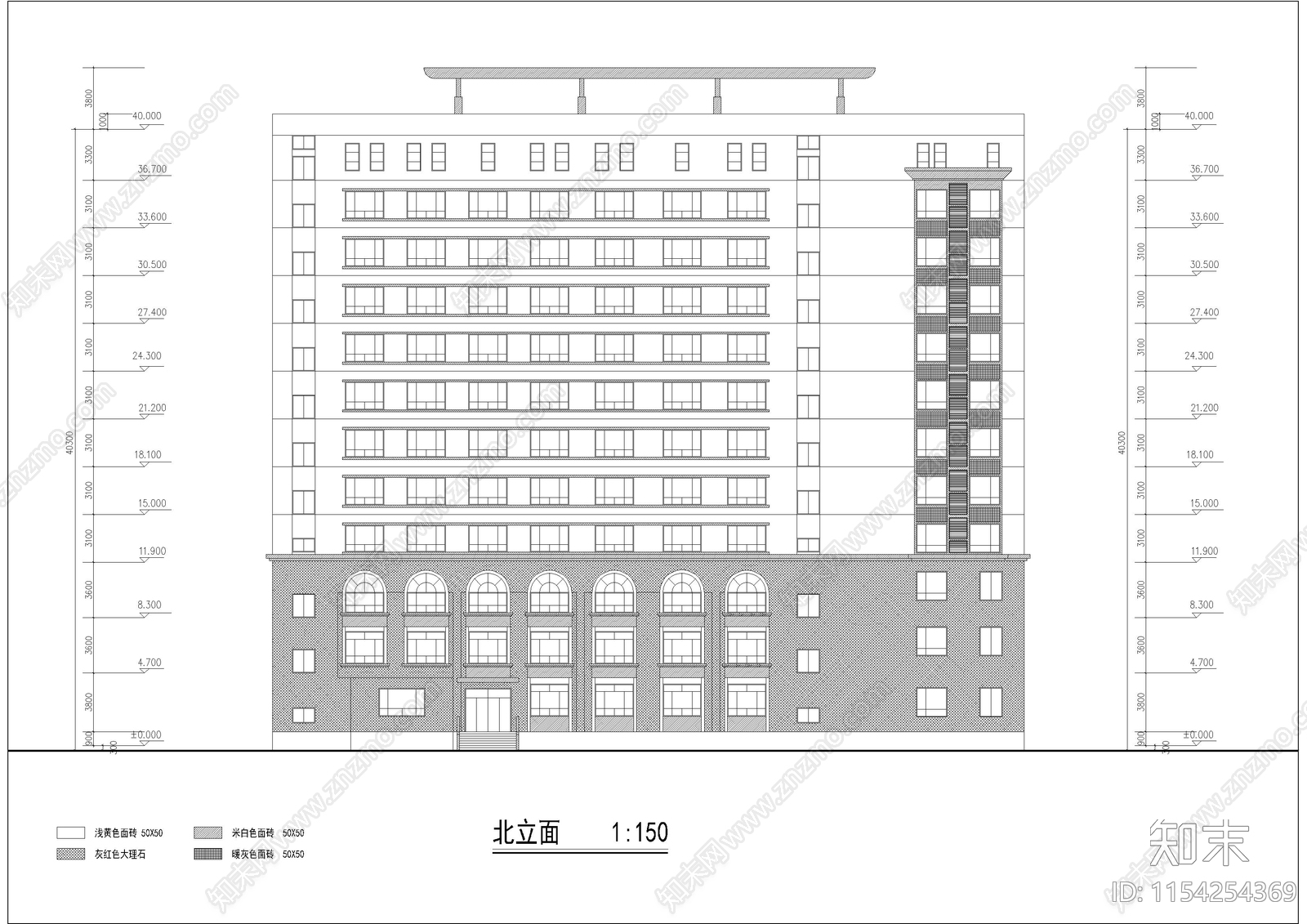 某十一层回字形酒店建筑施工图下载【ID:1154254369】