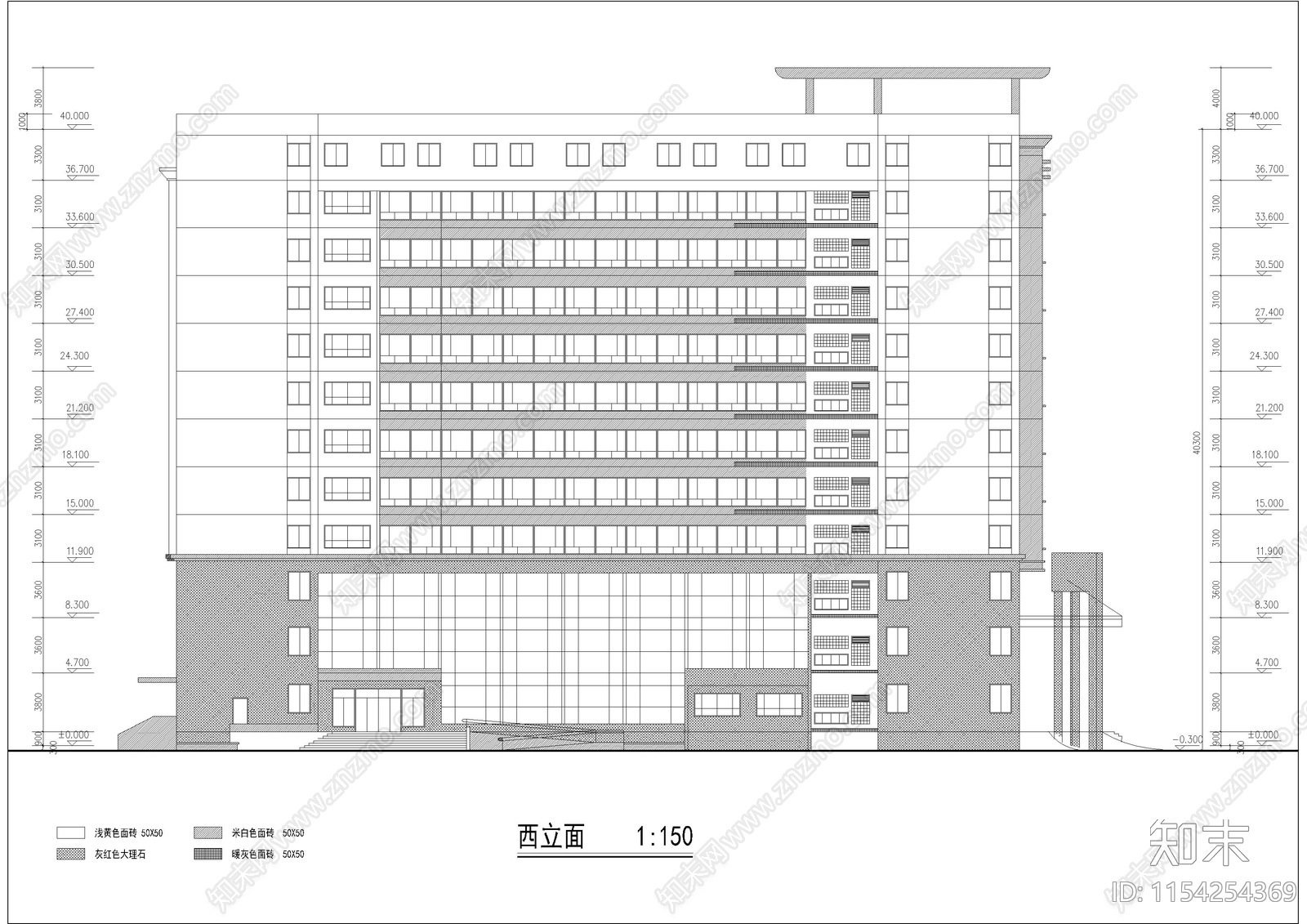 某十一层回字形酒店建筑施工图下载【ID:1154254369】