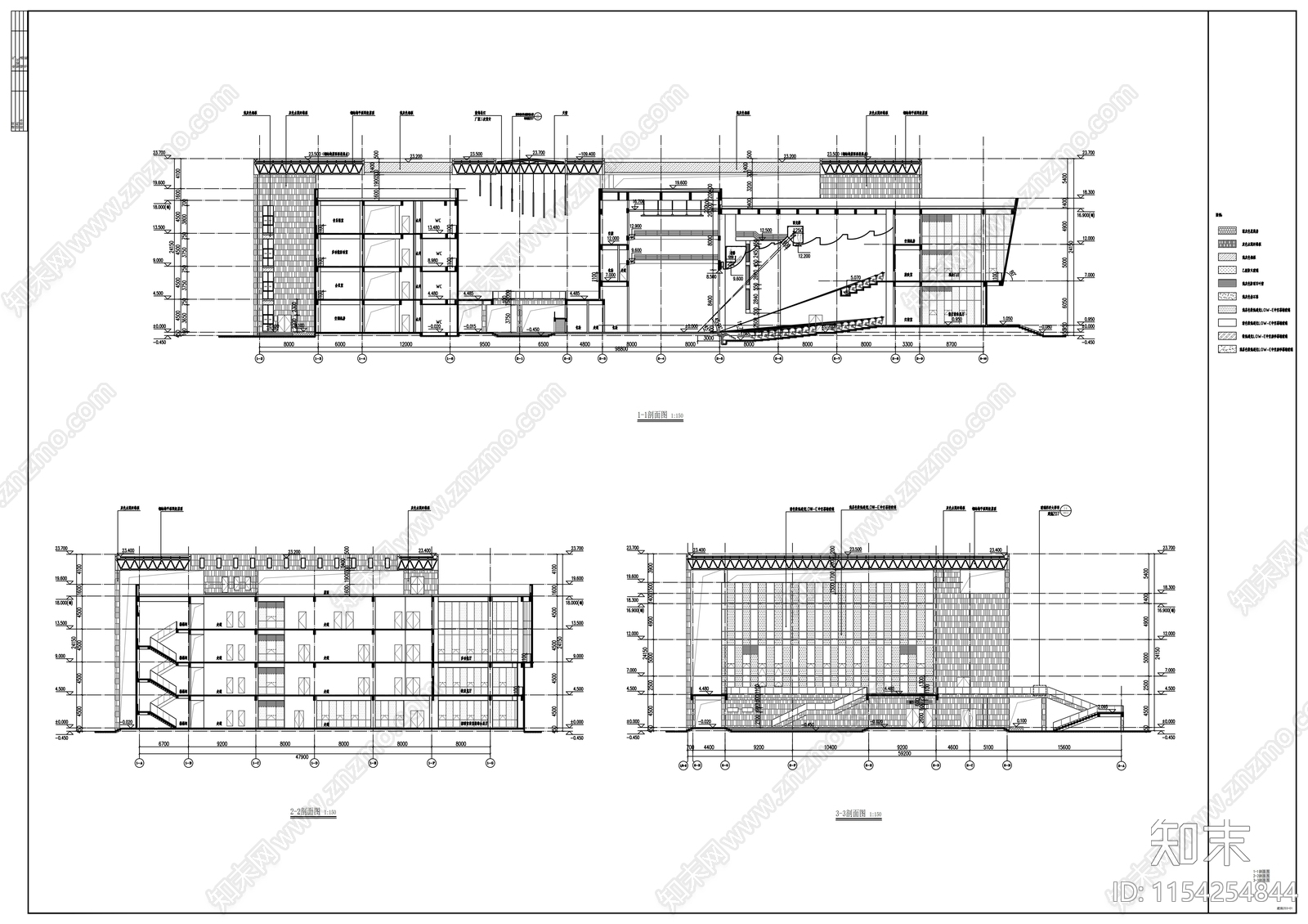 高校新校区音乐厅及师生活动中心建筑cad施工图下载【ID:1154254844】