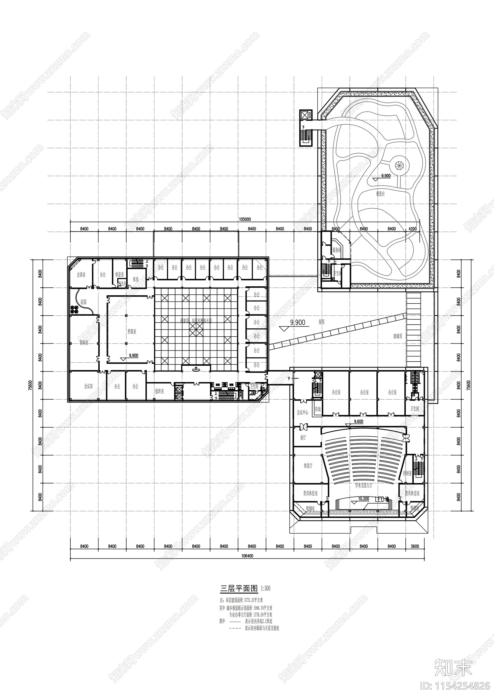 规划馆规划及单体建筑cad施工图下载【ID:1154254826】