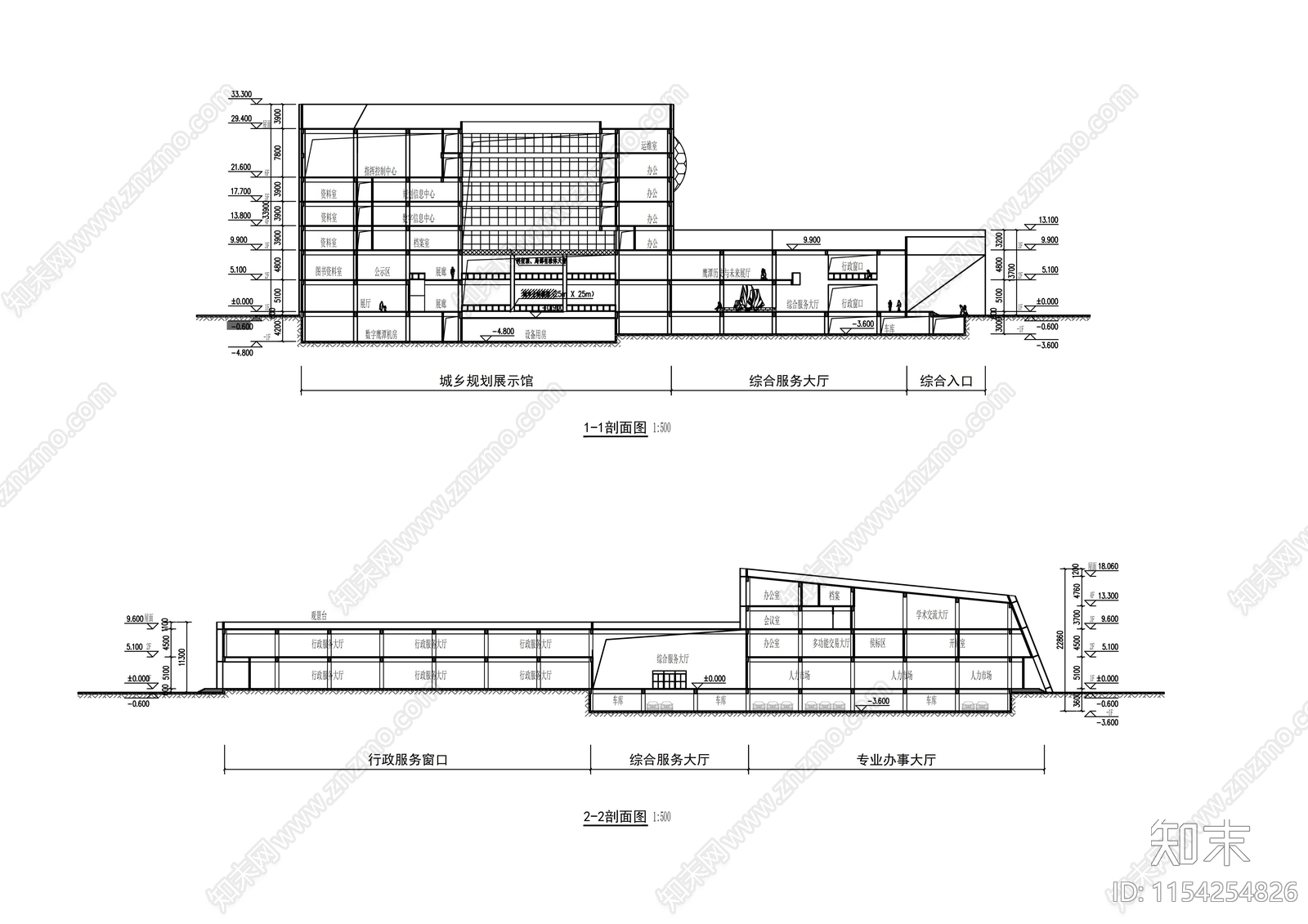 规划馆规划及单体建筑cad施工图下载【ID:1154254826】