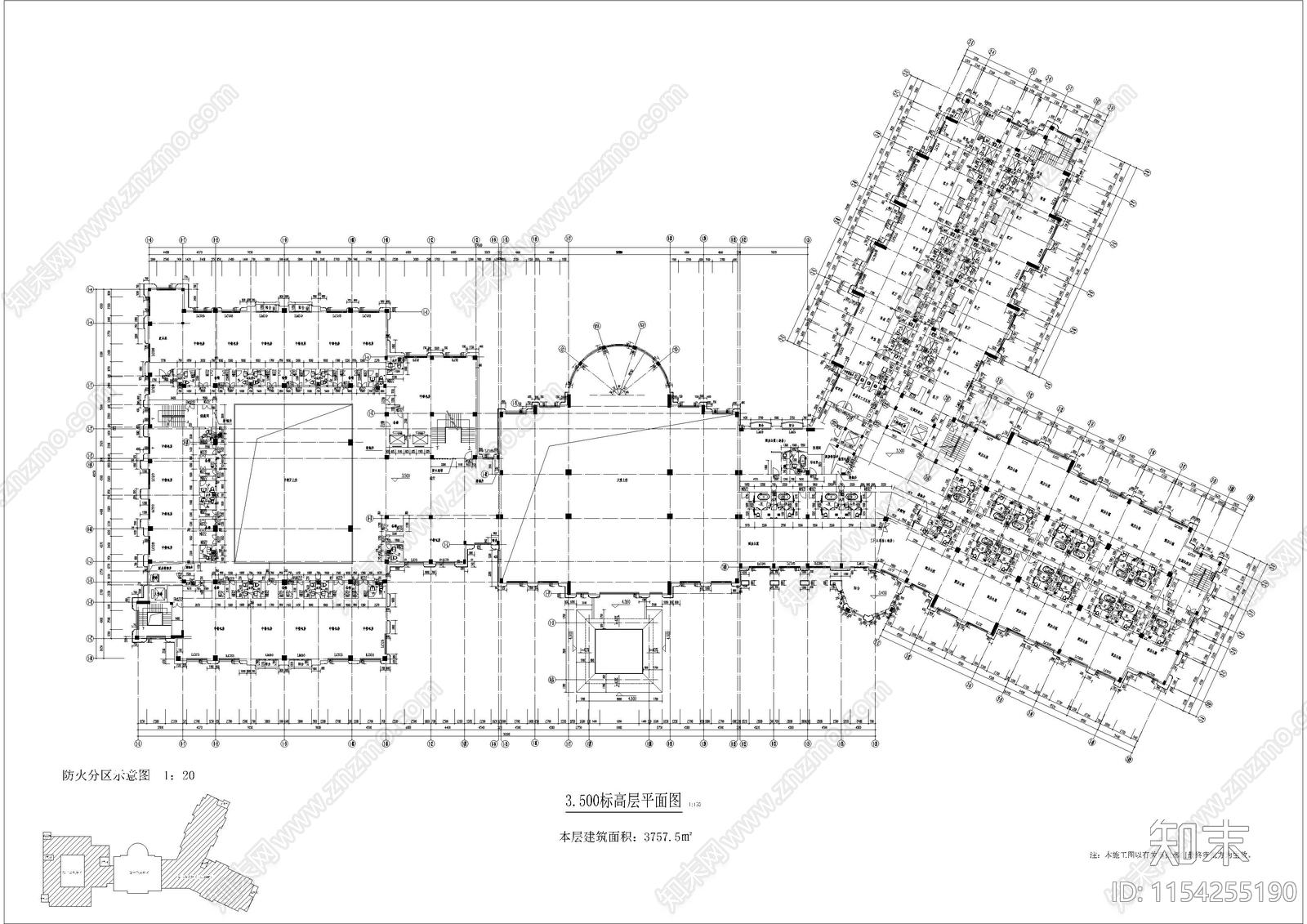 青岛紫檀山酒店公寓建筑cad施工图下载【ID:1154255190】