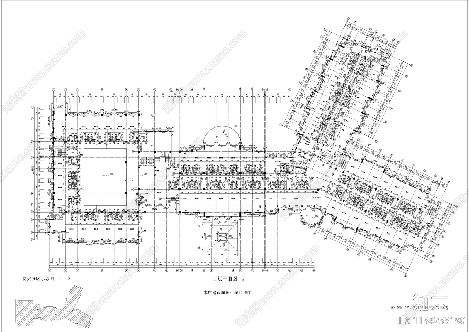 青岛紫檀山酒店公寓建筑cad施工图下载【ID:1154255190】
