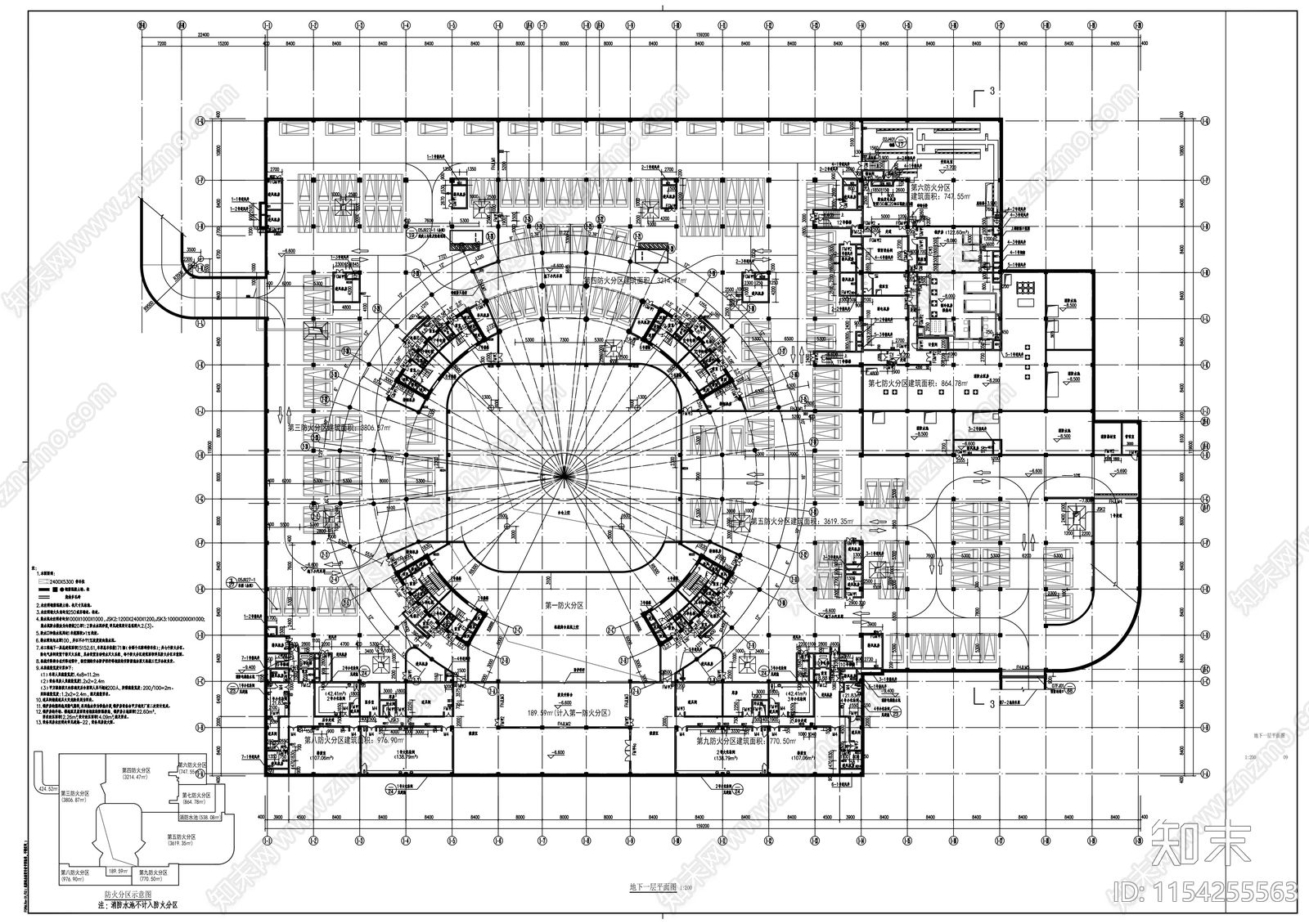 圆形高层文化演艺中心建筑cad施工图下载【ID:1154255563】