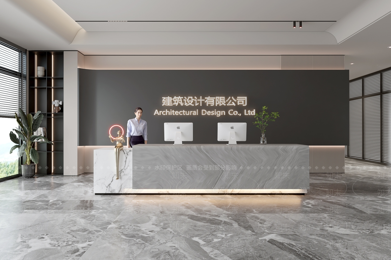 现代办公大堂SU模型下载【ID:1154255642】
