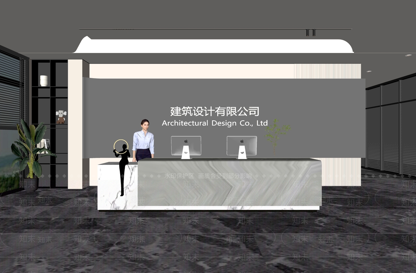 现代办公大堂SU模型下载【ID:1154255642】
