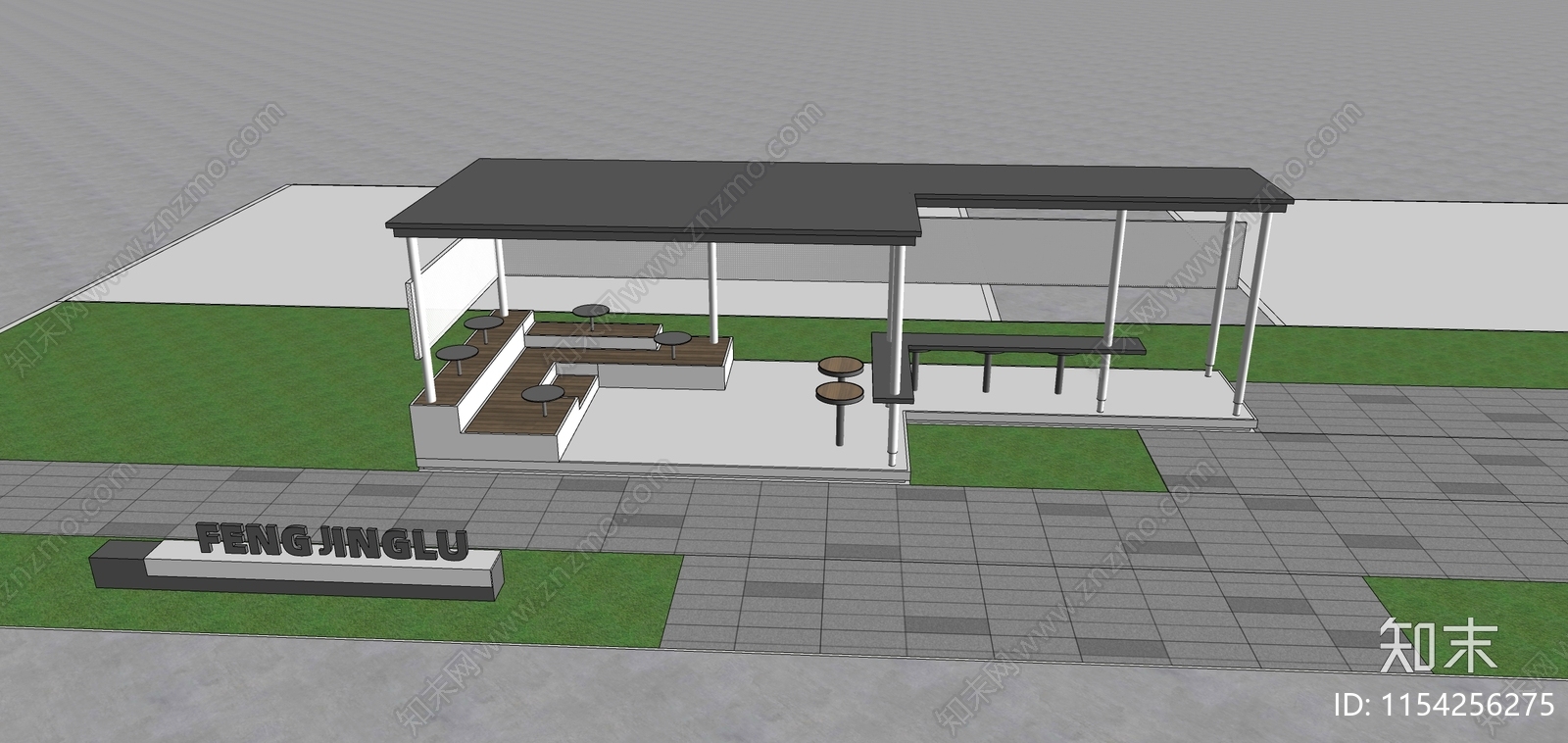 现代景观廊架SU模型下载【ID:1154256275】