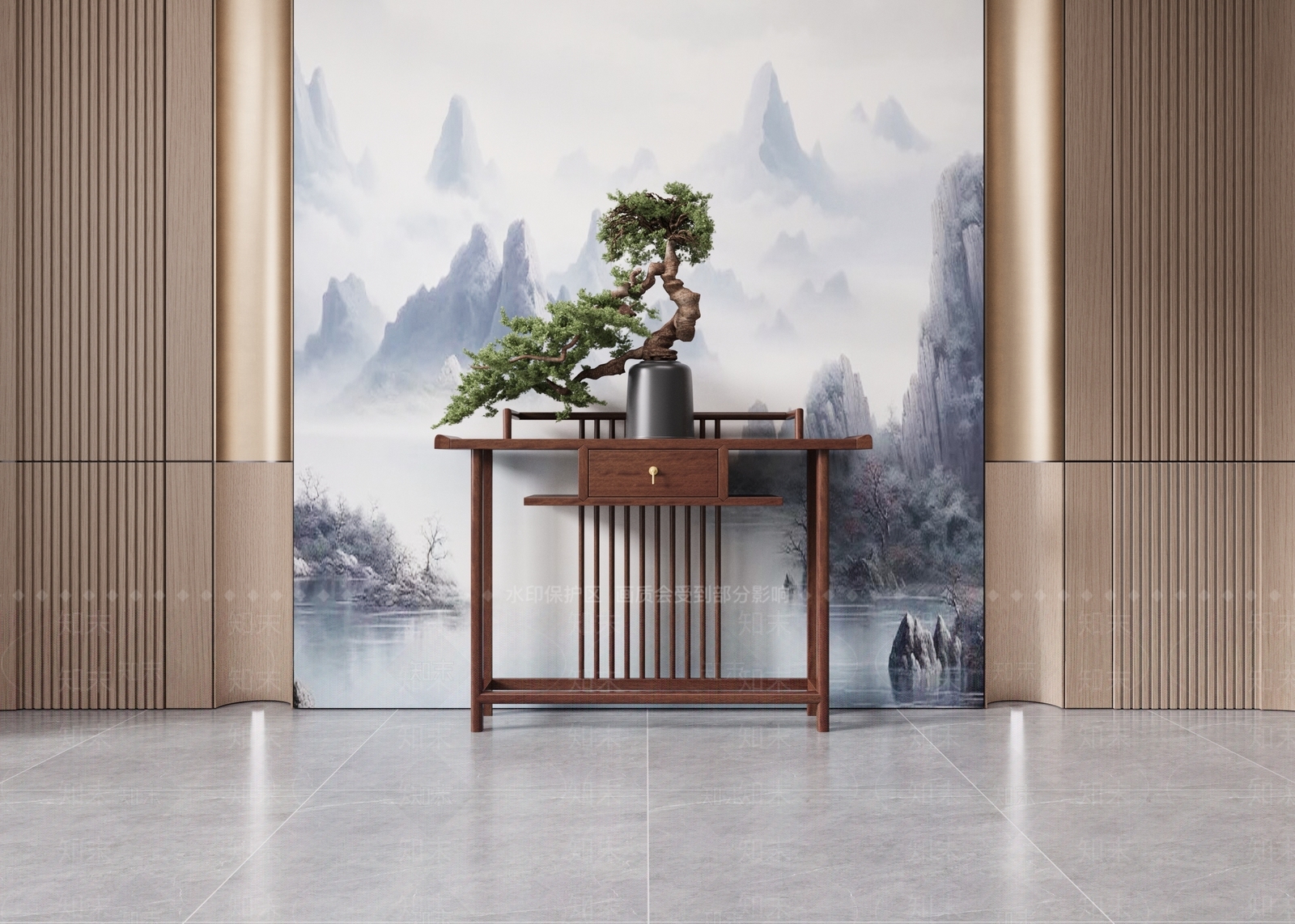 新中式玄关条案3D模型下载【ID:1154257205】