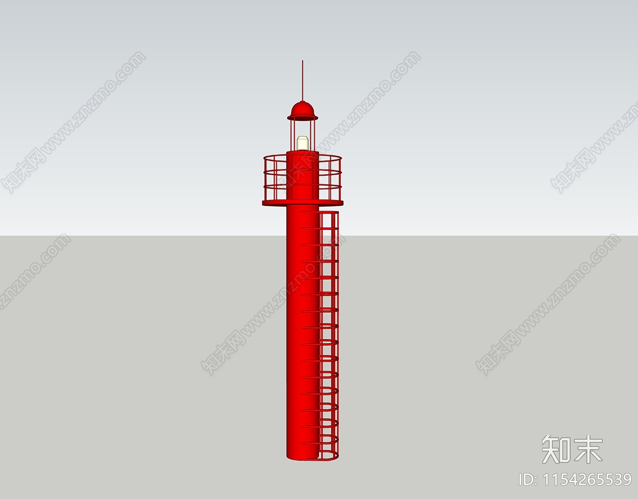 现代红色码头堤头灯建筑SU模型下载【ID:1154265539】