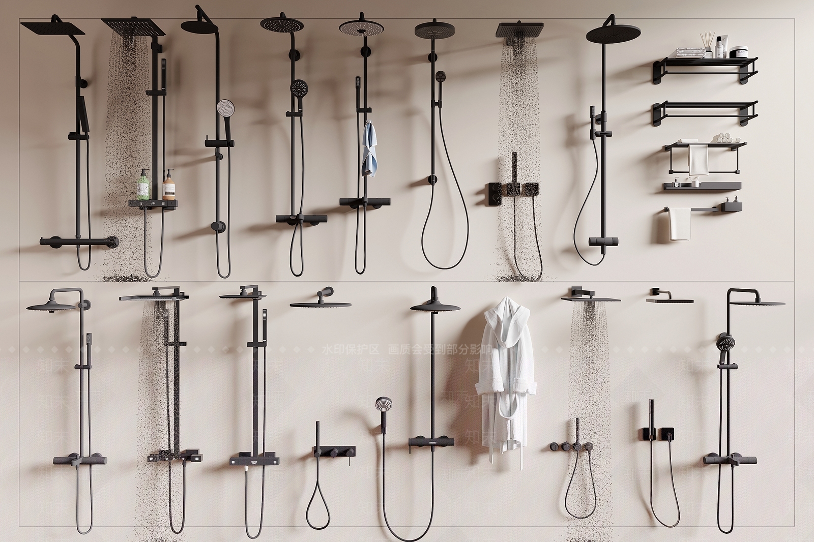 现代淋浴花洒3D模型下载【ID:1154265693】