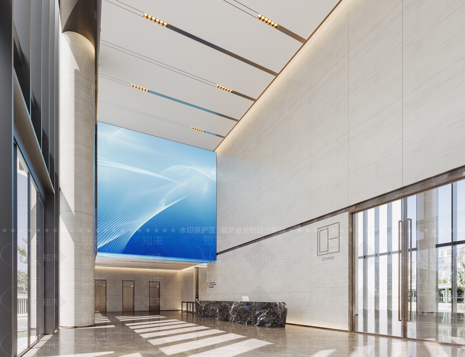 现代办公大堂3D模型下载【ID:1154265608】