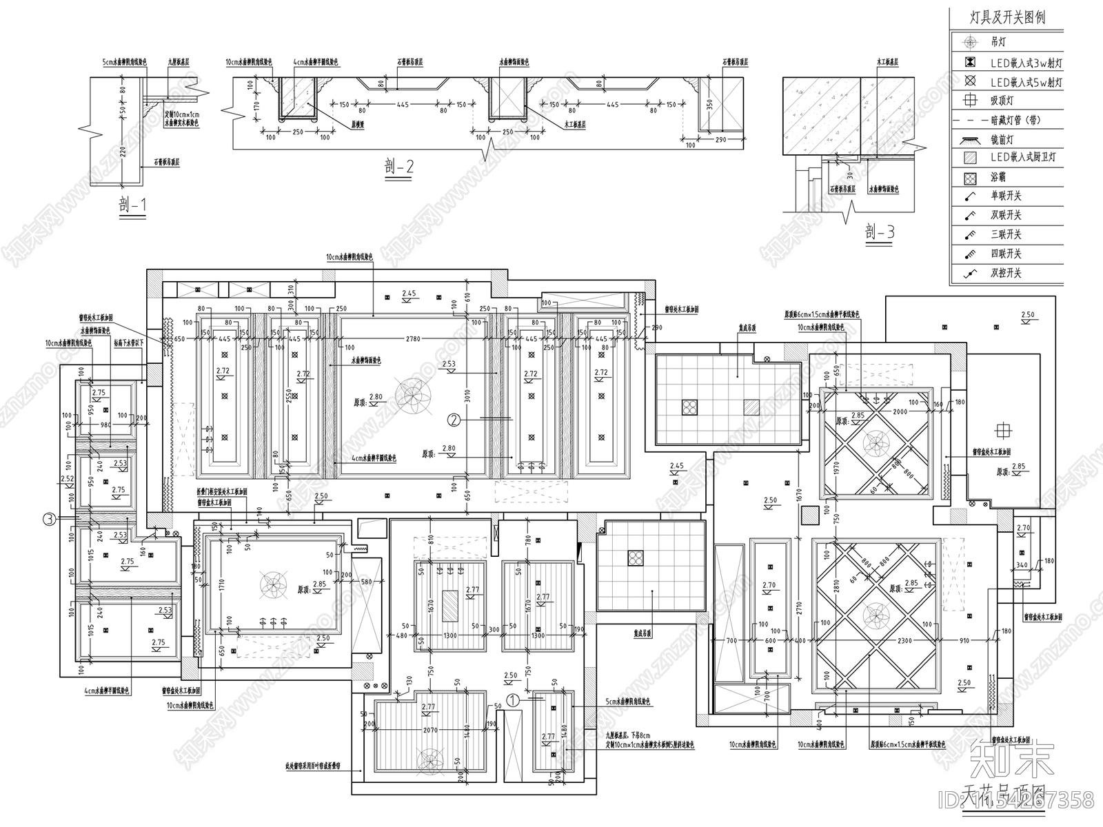 美式150㎡一居室家装平立面cad施工图下载【ID:1154267358】