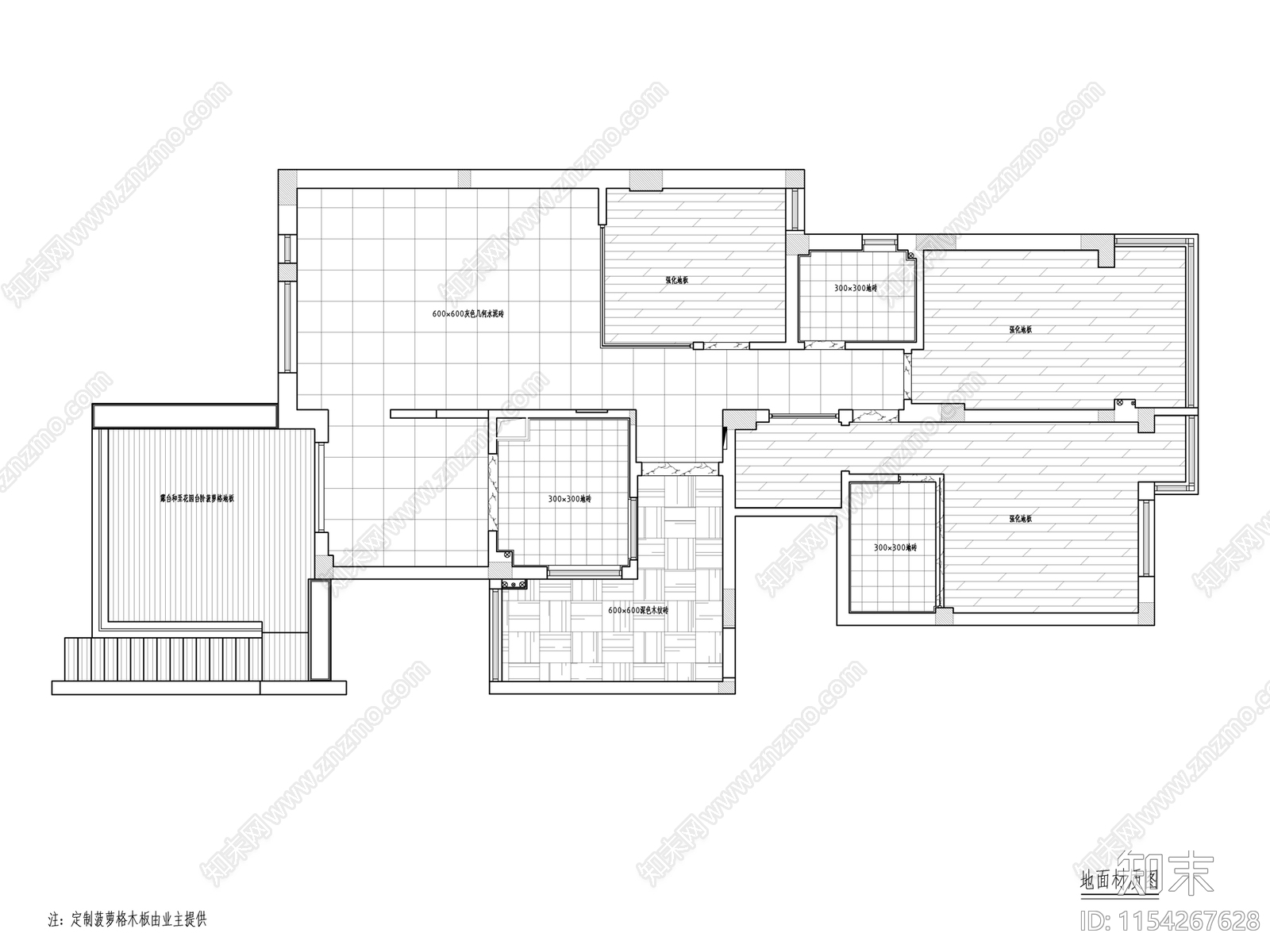 北欧200㎡风格三居室家装平立面cad施工图下载【ID:1154267628】