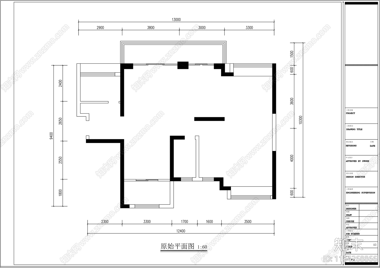 家装平面布置图cad施工图下载【ID:1154268866】
