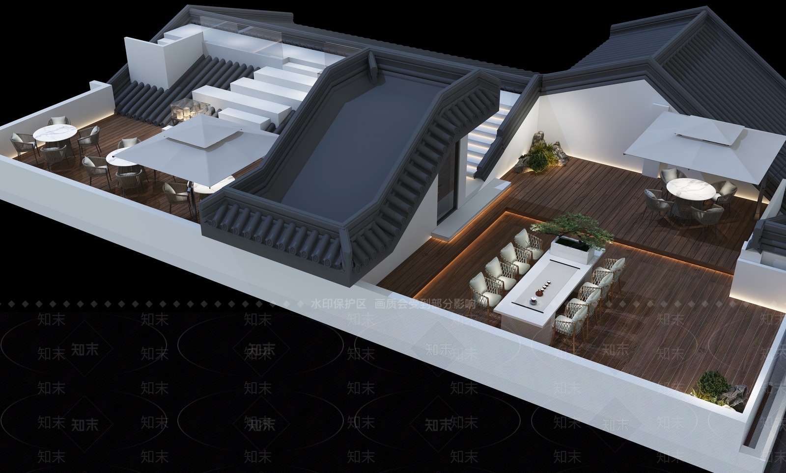 新中式楼顶花园3D模型下载【ID:1154269591】