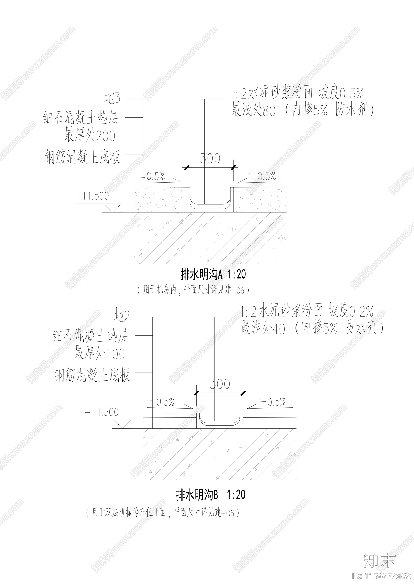 排水沟详图cad施工图下载【ID:1154272462】