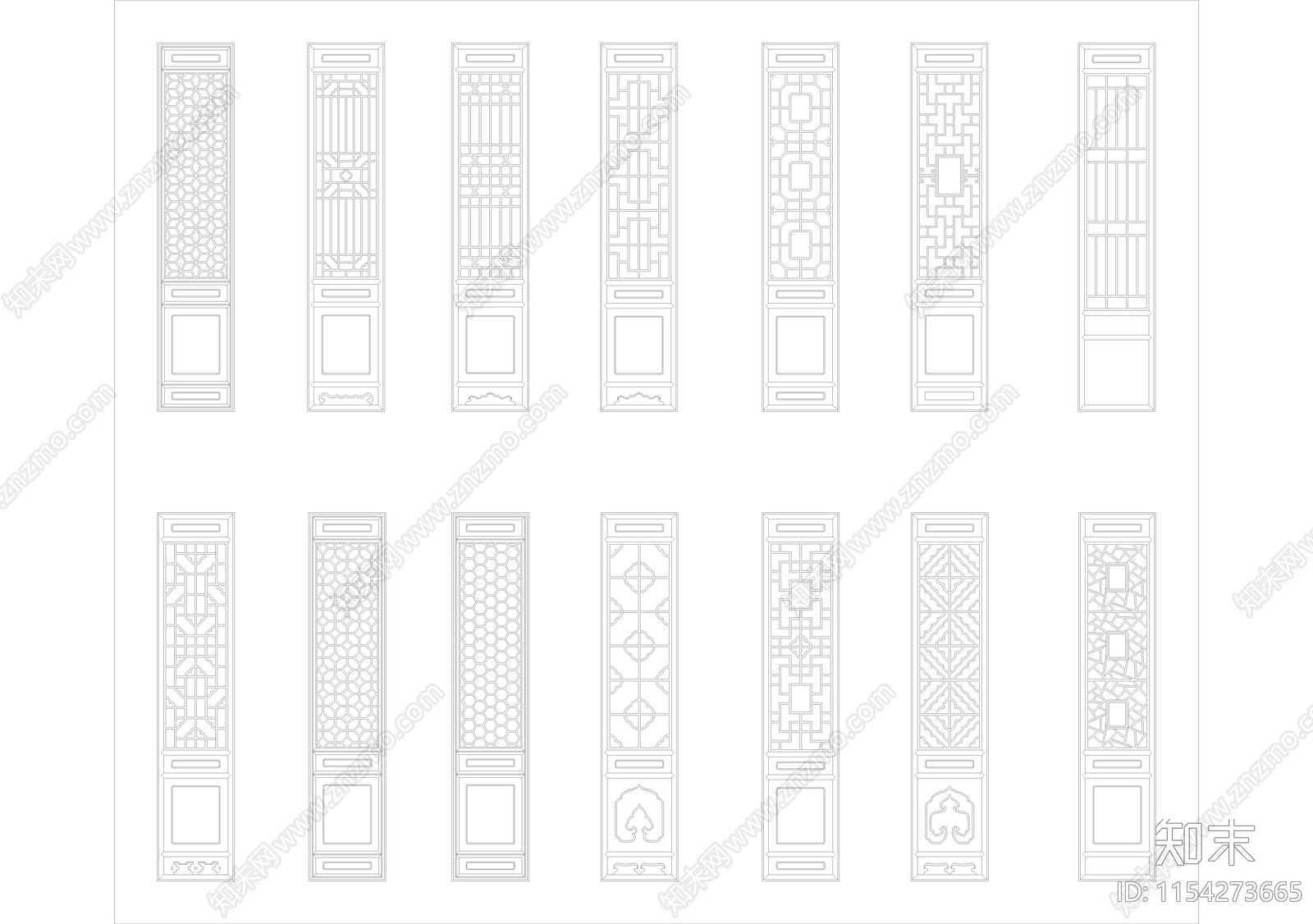 中式花格施工图下载【ID:1154273665】