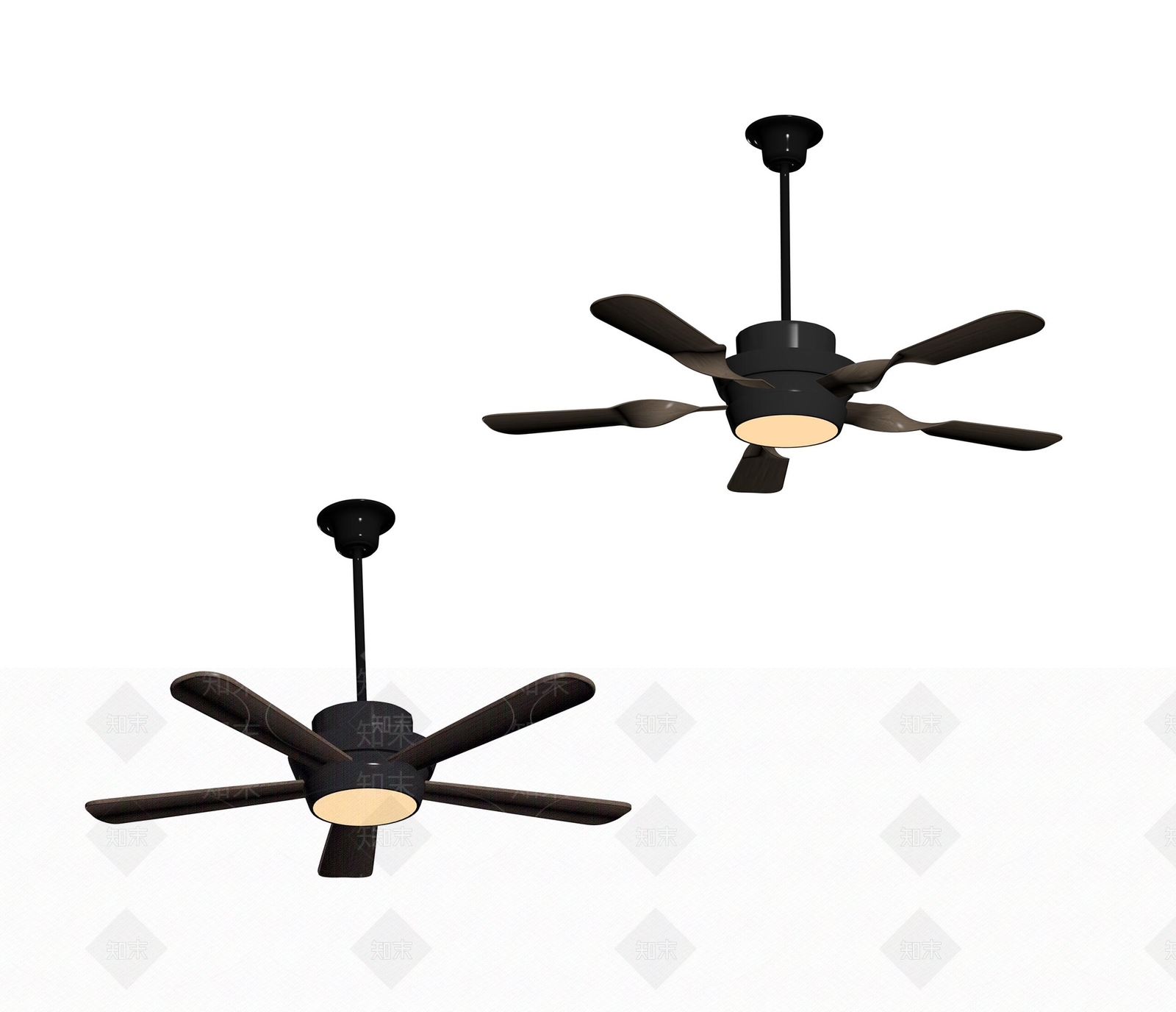 现代风扇吊灯SU模型下载【ID:1154276188】