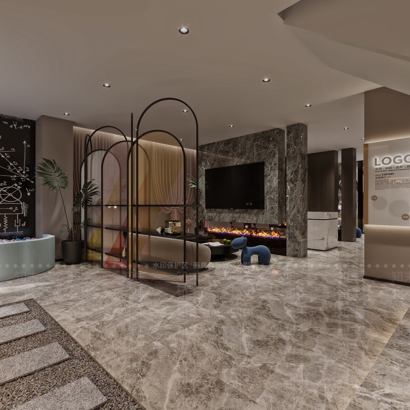 现代办公大厅3D模型下载【ID:1154277217】
