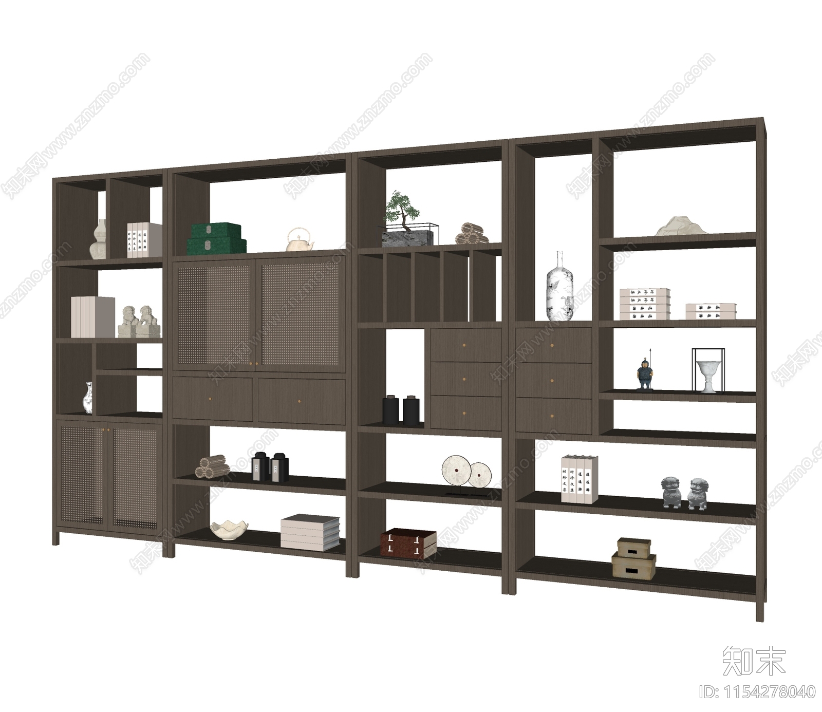 新中式博古架SU模型下载【ID:1154278040】
