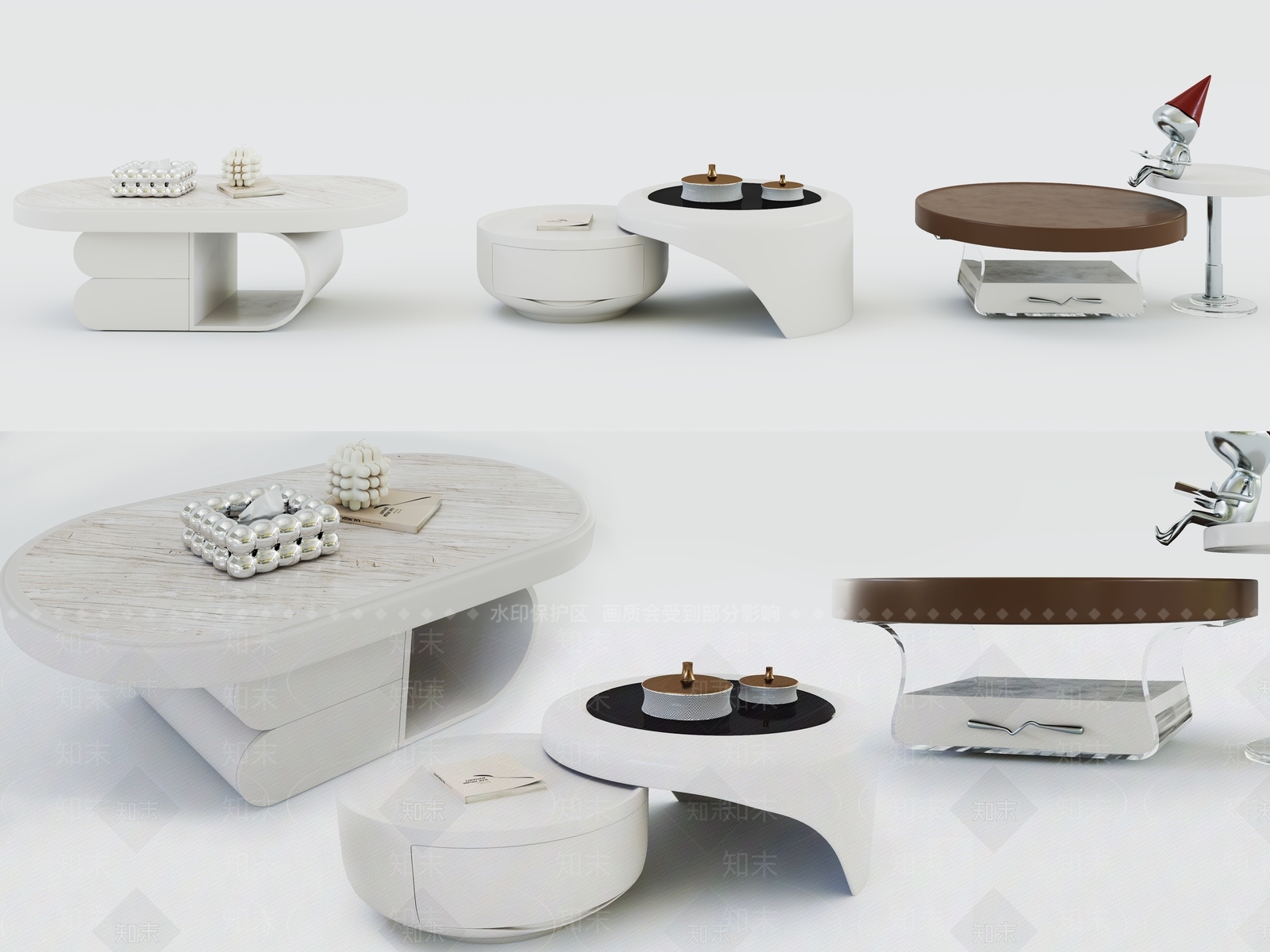 现代茶几组合3D模型下载【ID:1154278421】