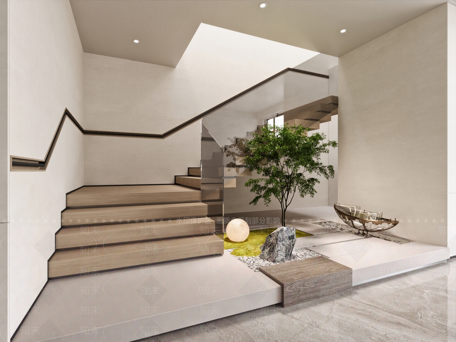 现代楼梯间SU模型下载【ID:1154279145】