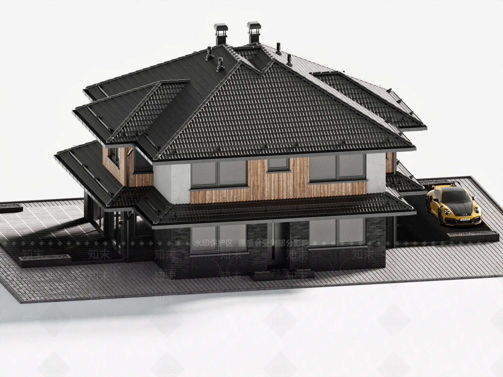 新中式独栋别墅3D模型下载【ID:1154280663】
