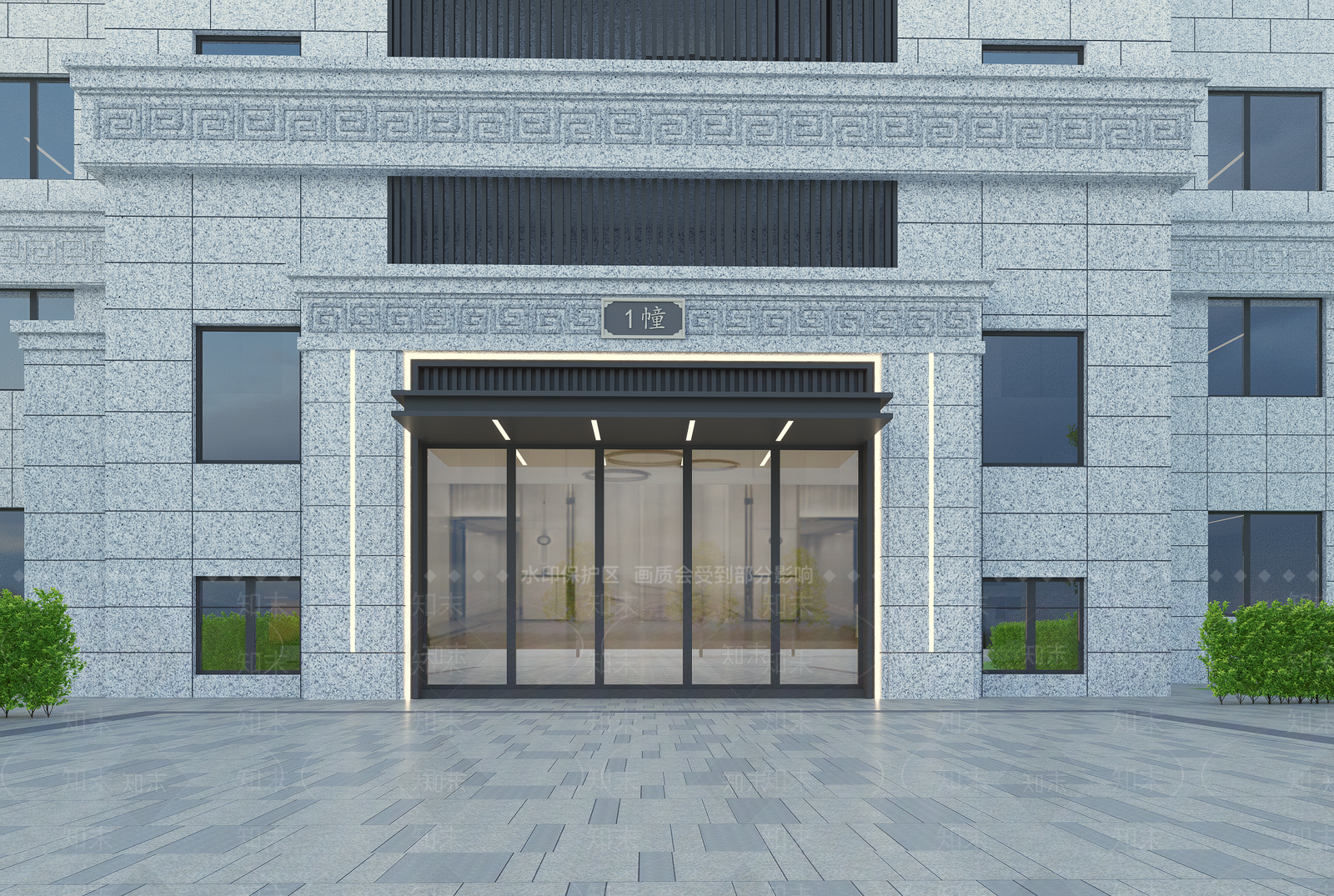 新中式建筑入户门SU模型下载【ID:1154284697】