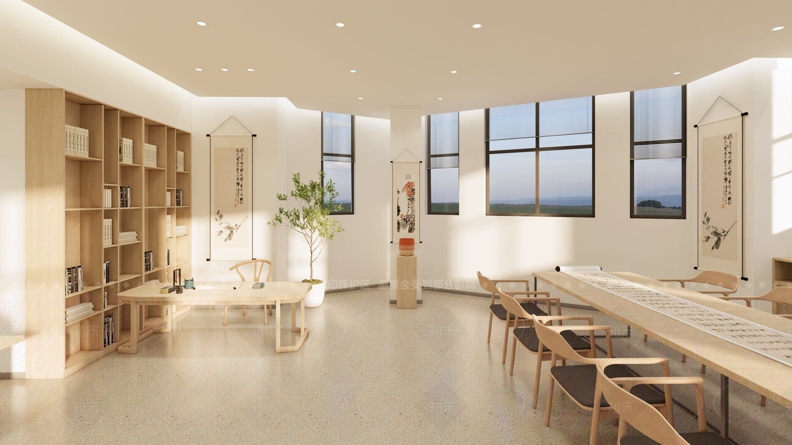 新中式书画室SU模型下载【ID:1154321442】