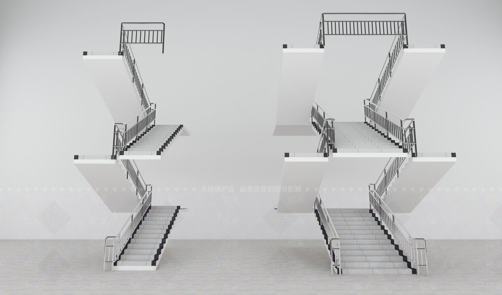 现代扶手楼梯3D模型下载【ID:1154286411】