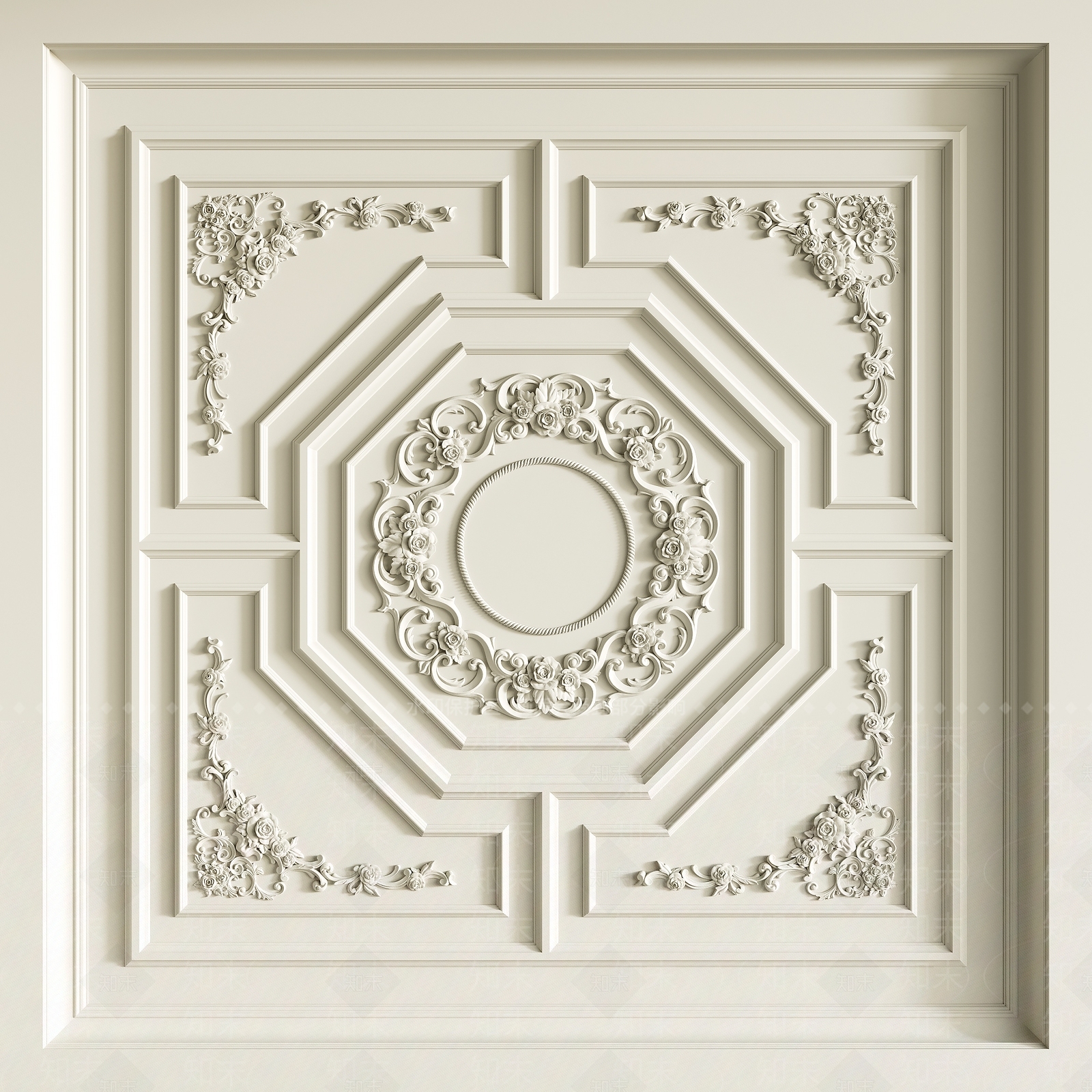 欧式天花线条SU模型下载【ID:1154289243】