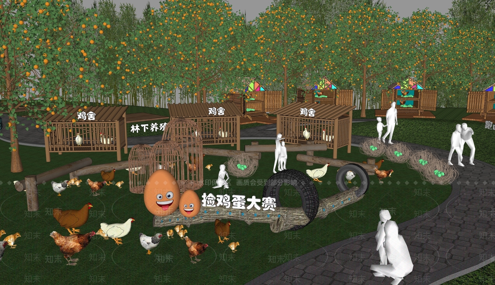 现代乡村公园SU模型下载【ID:1154288548】