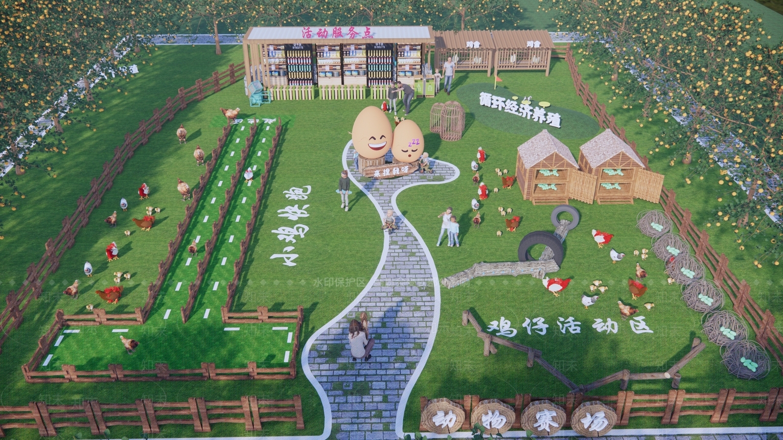现代乡村公园SU模型下载【ID:1154288643】