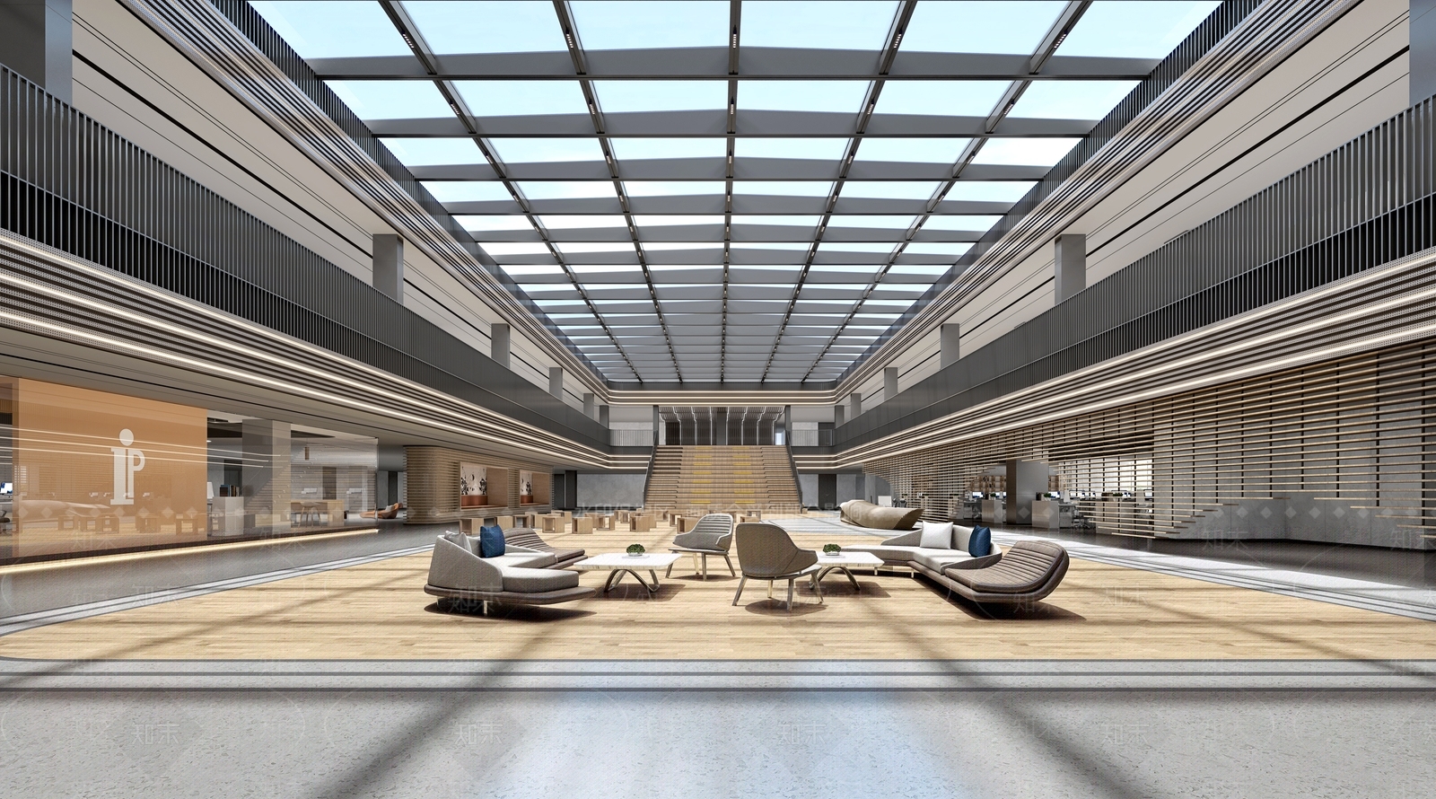 现代办公大厅3D模型下载【ID:1154292257】
