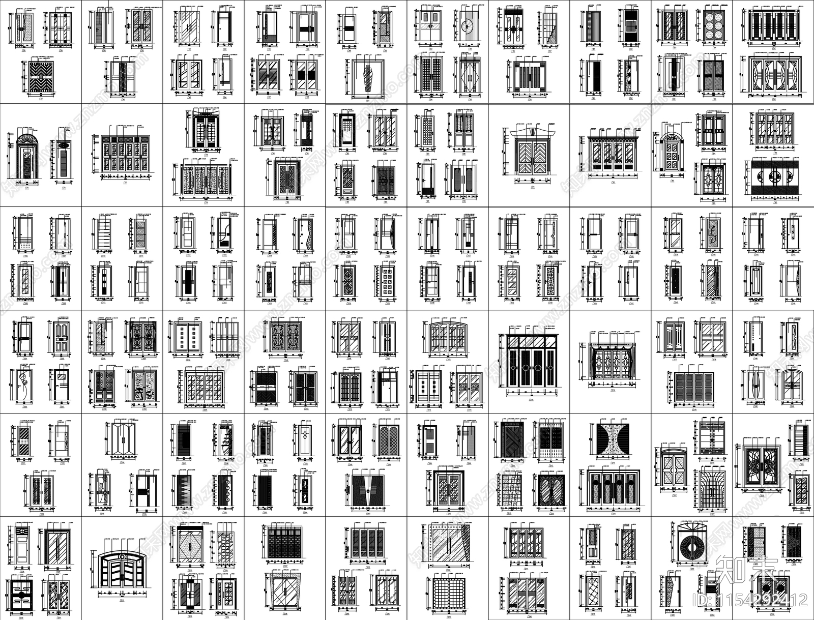 各类装饰门集cad施工图下载【ID:1154292412】