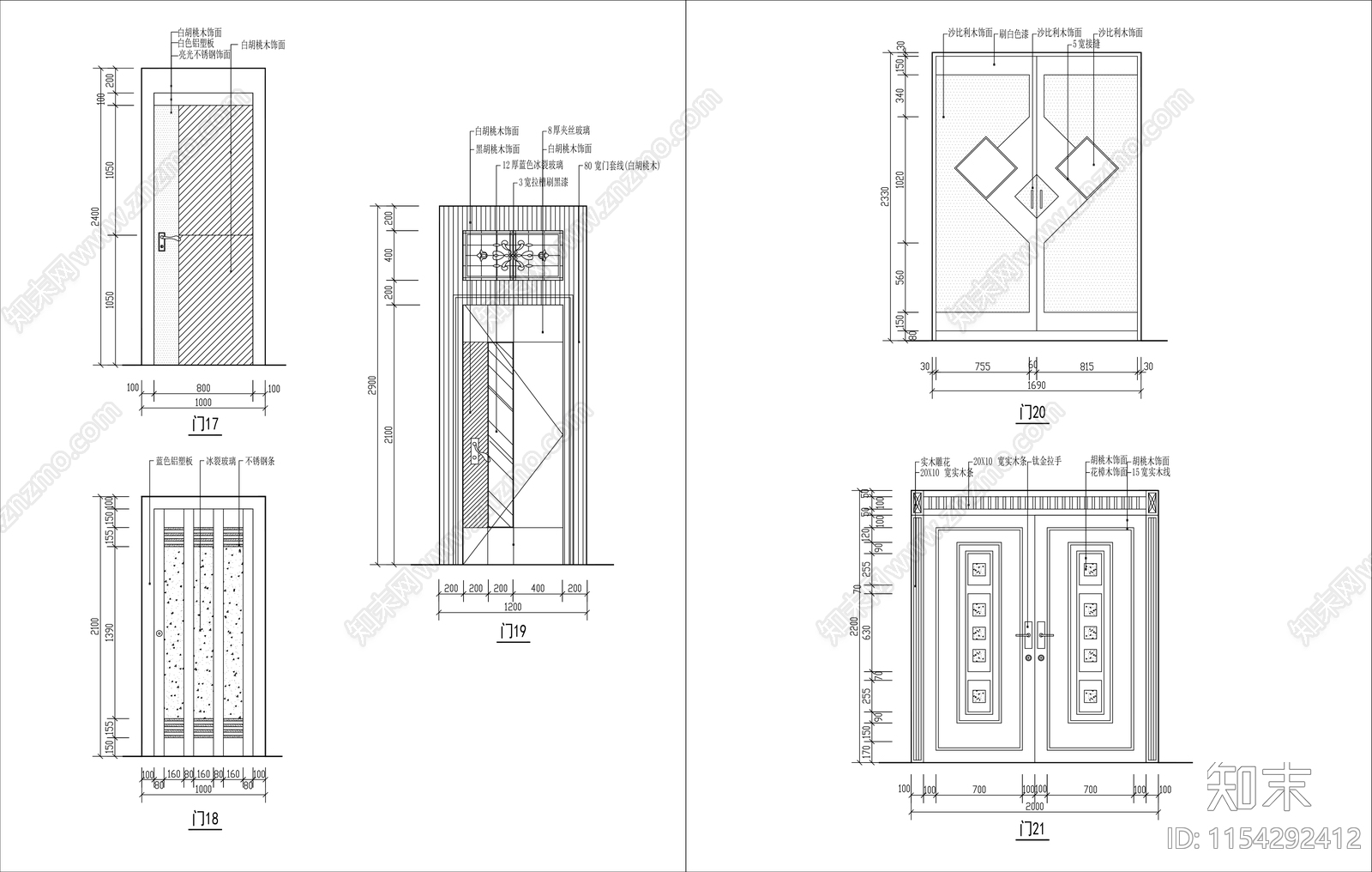 各类装饰门集cad施工图下载【ID:1154292412】