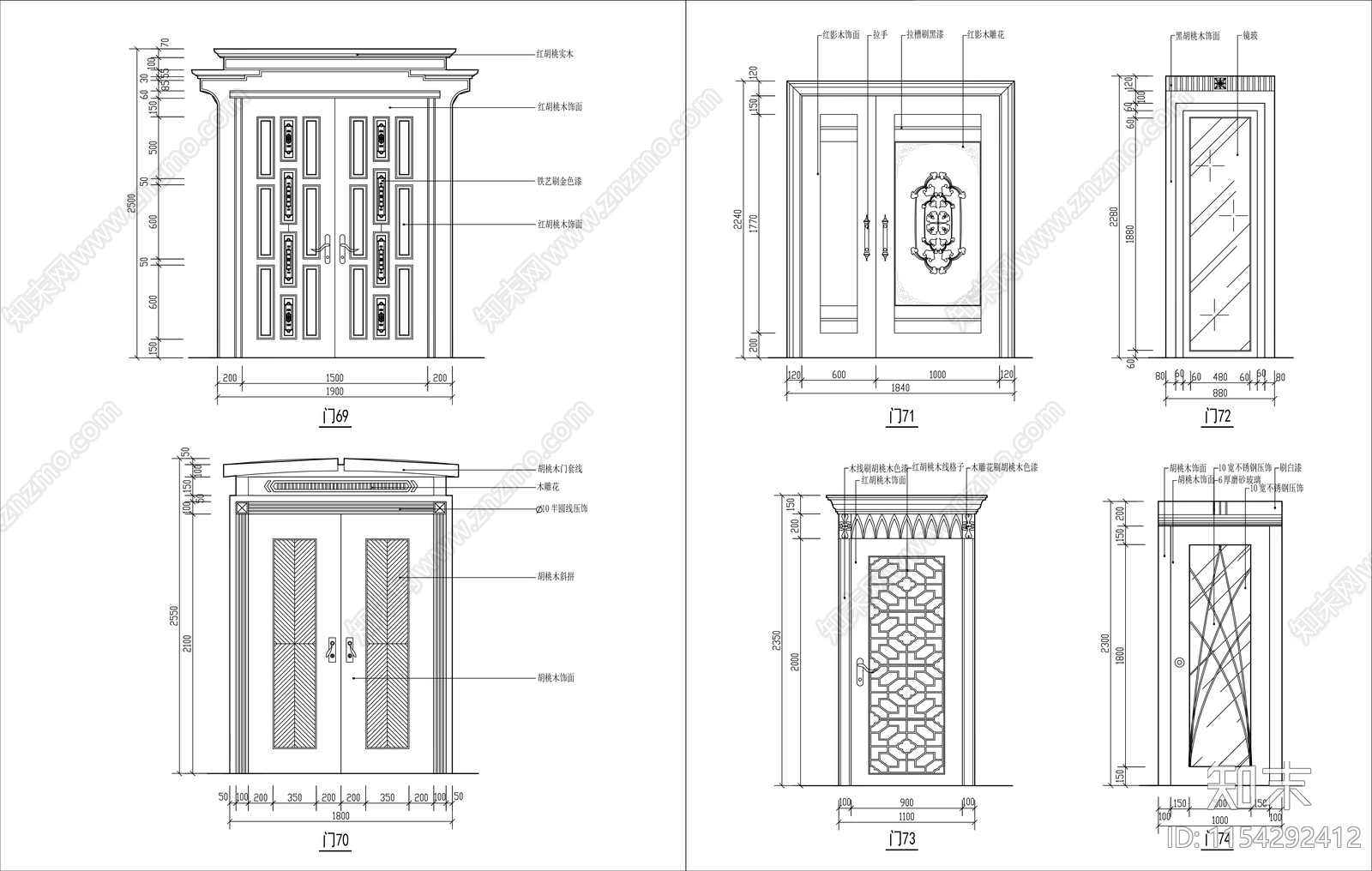 各类装饰门集cad施工图下载【ID:1154292412】