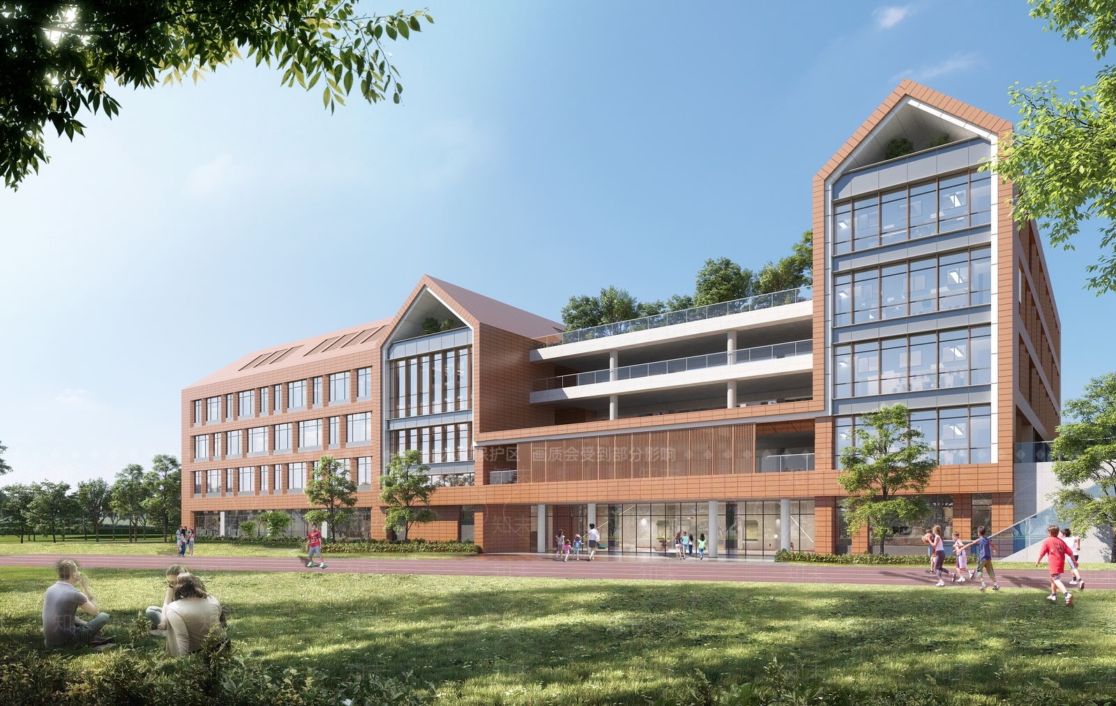 现代中铁建坡屋顶18班小学SU模型下载【ID:1154394972】